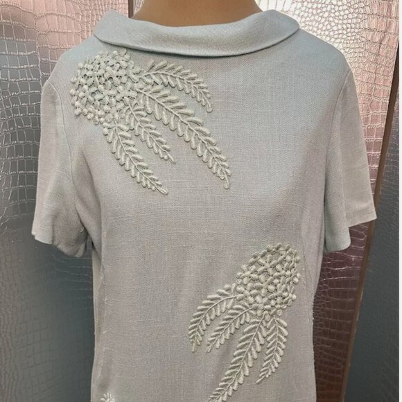 Vintage Henry Lee Light Blue Embellished Party Dress 1960's Size Small - Picture 1 of 9